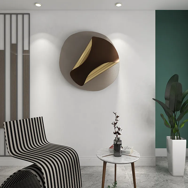 Simple light luxury wrought iron wall decoration living room wall decoration pendant hotel model room metal wall minimalist deco