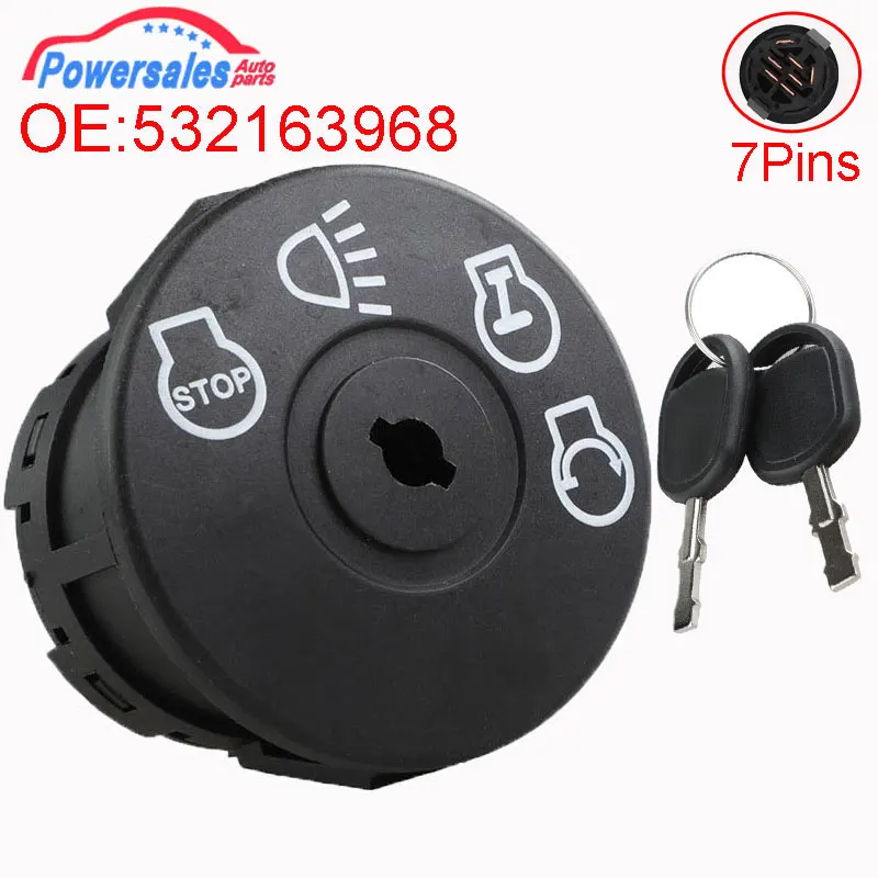 New 7Pins Ignition Lock Cylinder Switch And Key For John Deere L120 L130 G110 Ly18 Lawn Mower Tractor 532163968 532175566