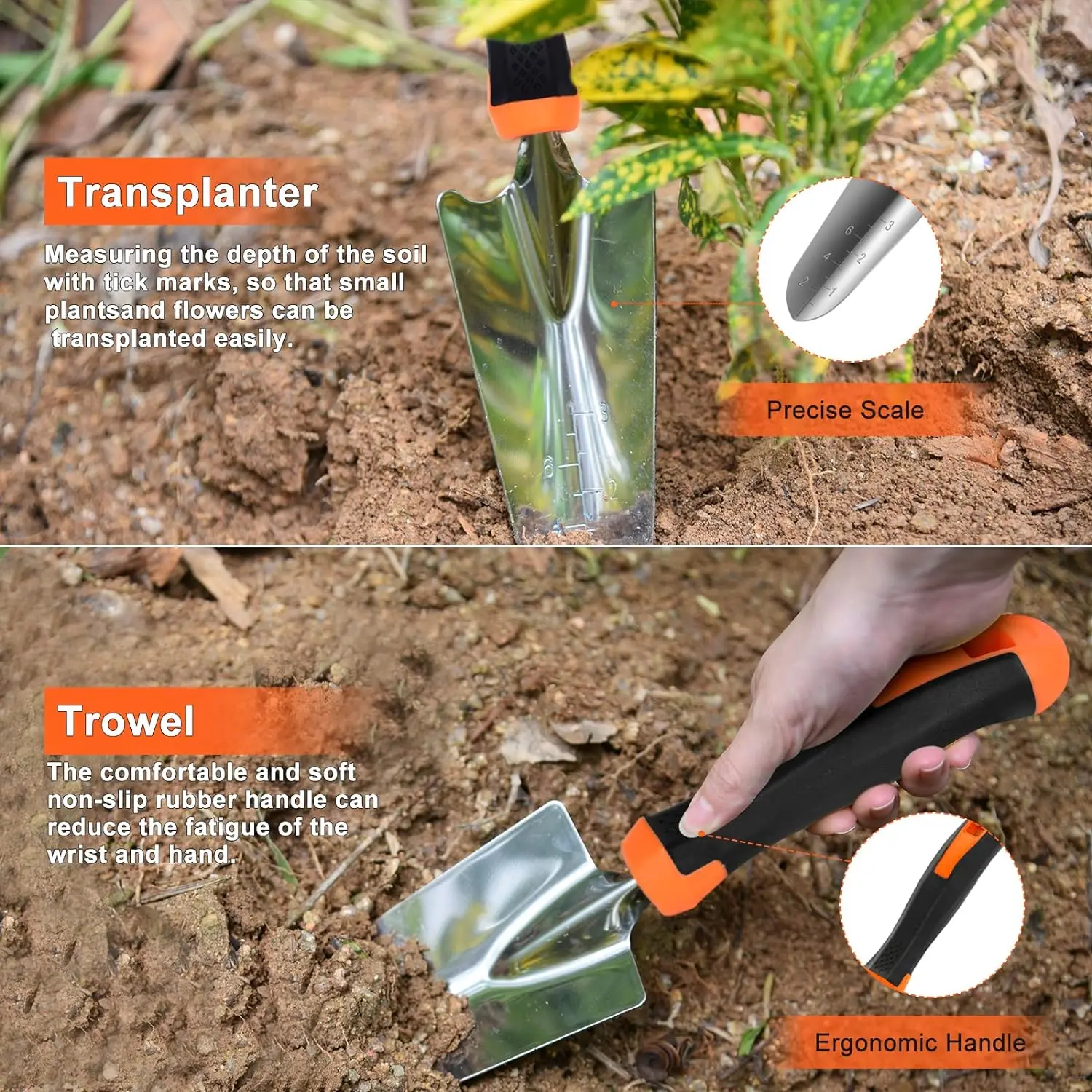 Carsolt-Ensemble d'outils de jardinage RapDuty en acier inoxydable, kit de jardinage pour la plantation et l'élagage, 10 pièces