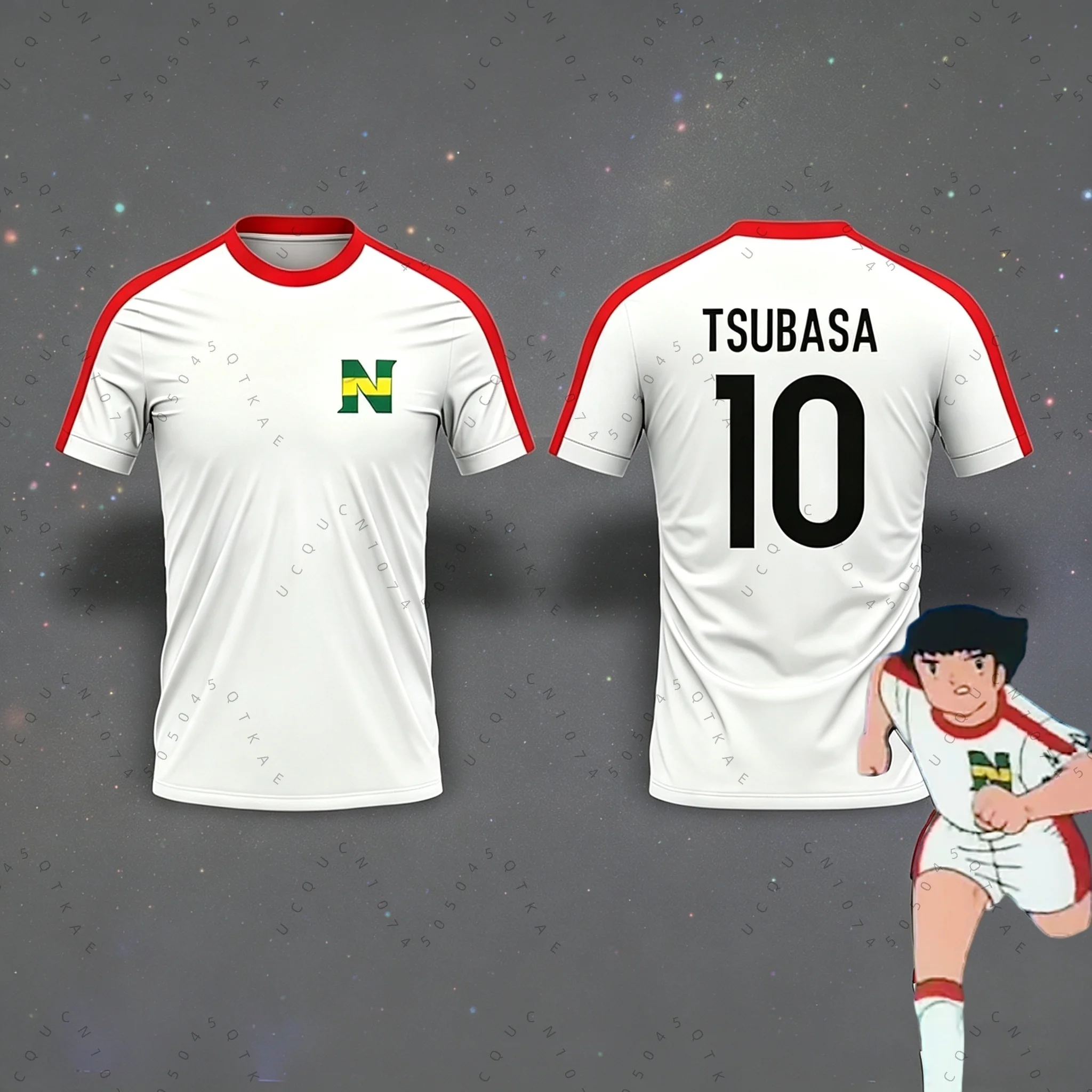 2 Piece Outfit Children Tracksuit Captain Tsubasa Football No.10 T-shirt+Shorts Set or T-shirt Shorts Sports Kids Adult Clothes - view 3