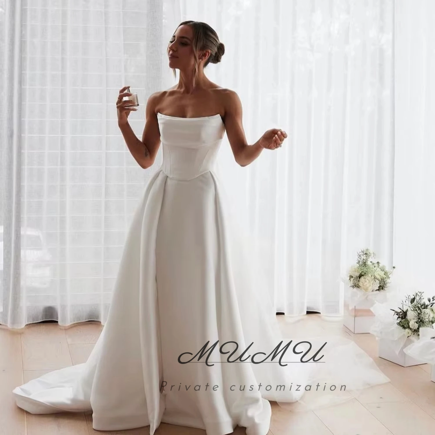 

MuMu Customized فساتين سهرات Elegant Women's Dresses for Wedding Party Платье На Выпускной Wedding Dress Large Sizes White Dress