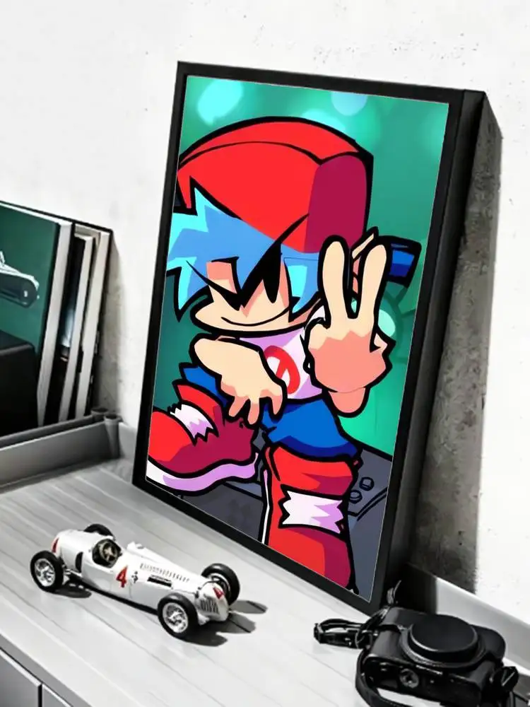 FNF BF Game F-Friday Night F-Funkin Poster HD Self Adhesive Waterproof Wall Art Ideal for Home Office Dorm Gift