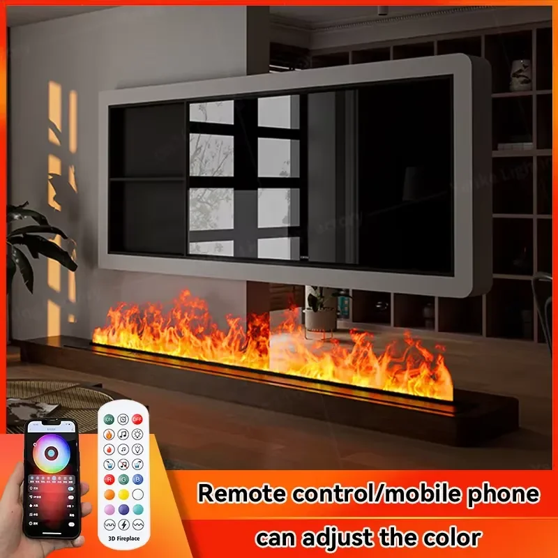 3D Mist Electric Fireplace Embedded Water Flame Effect APP Remote Control Realistic Steam Fire for Home Interior