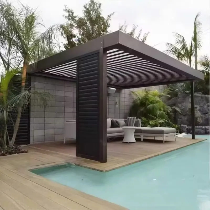 Motorized Bioclimatic Aluminum Pergola Electric Louvered Shutter Canopy Gazebo Factory For Outdoor Patio Garden Yard Deck Use
