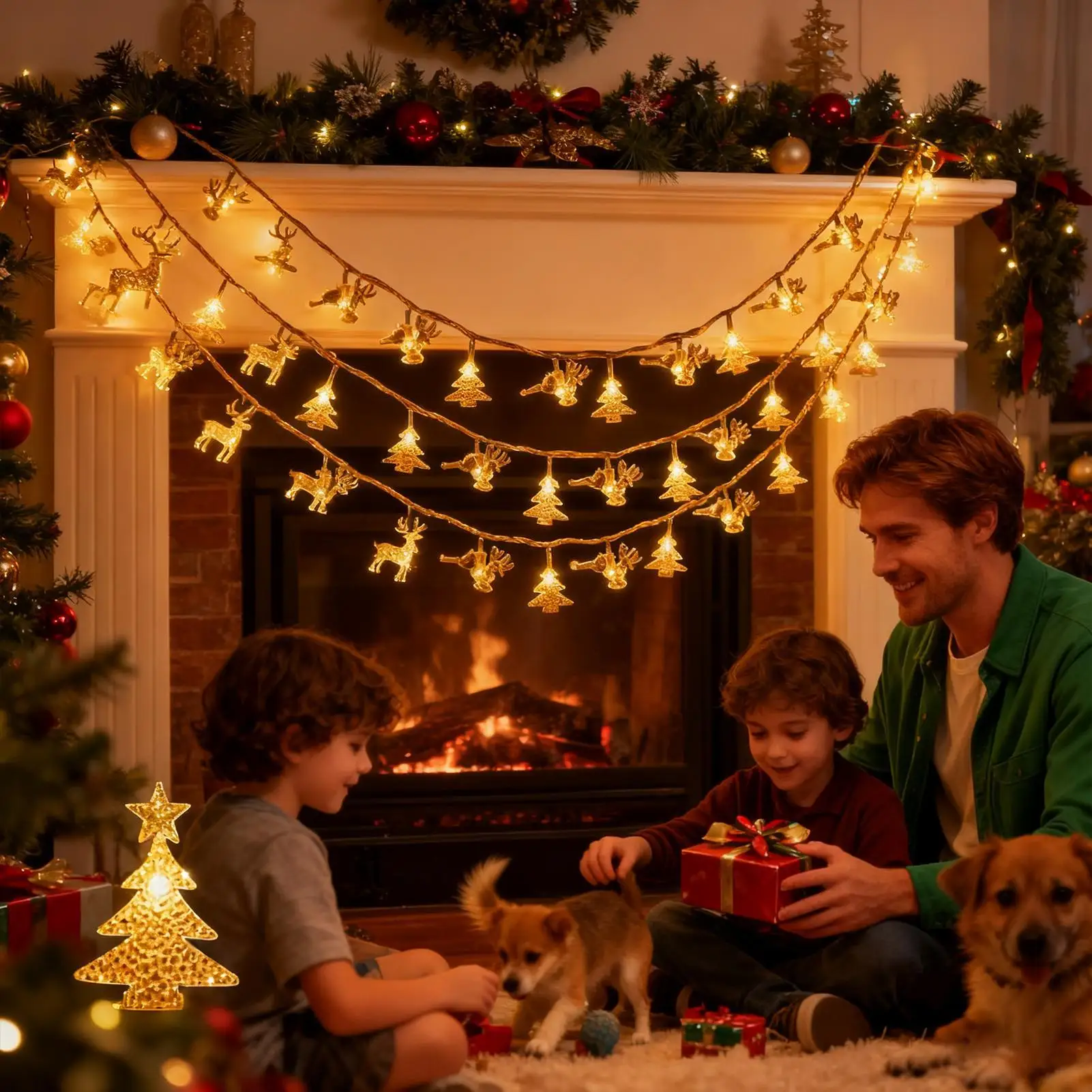 أضواء عيد الميلاد لشجرة 16Ft مقاوم للماء الجنية 50 LED سلسلة أضواء زينة عيد الميلاد للداخلية في الهواء الطلق حديقة ساحة فناء الشرفة