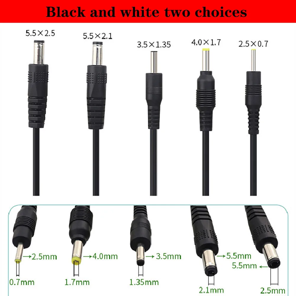 USB 5V 22awg Male to DC 2.5*0.7mm 3.5*1.35mm 4.0*1.7mm 5.5*2.1/2.5mm 5 Volt DC Barrel Jack Power Cable Connector Charger Cord