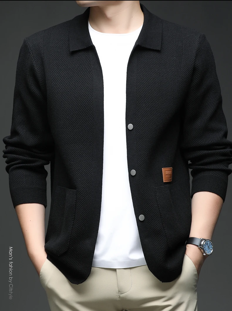 Pierre Cardin Cardigan lavorato a maglia a maniche lunghe autunno 2025 da uomo Capispalla versatile alla moda con mantella