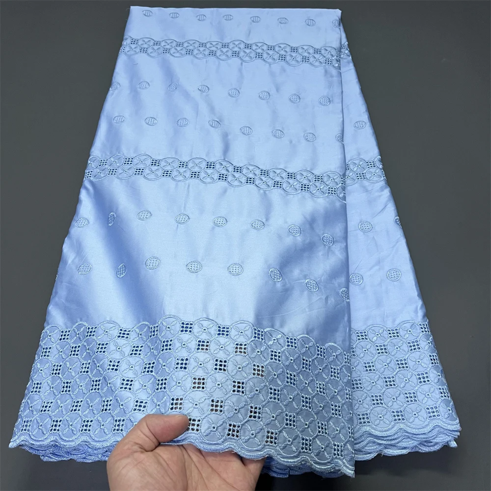 

High Quality 2025 African Nigerian Tulle Lace Fabric Sewing for Dress Damask polish luxe Cotton Pure Embroidery 5Yard hz1397