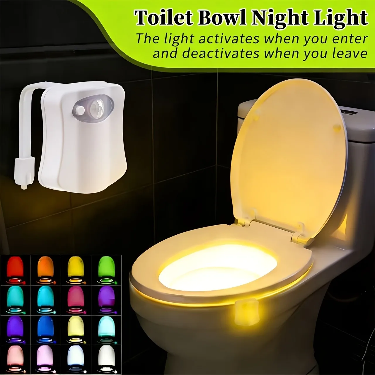 Wireless Motion Sensor LED Night Light RGB 16 Colors Toilet Bathroom Atmosphere Colorful Lamp Sensor LED Night Lights