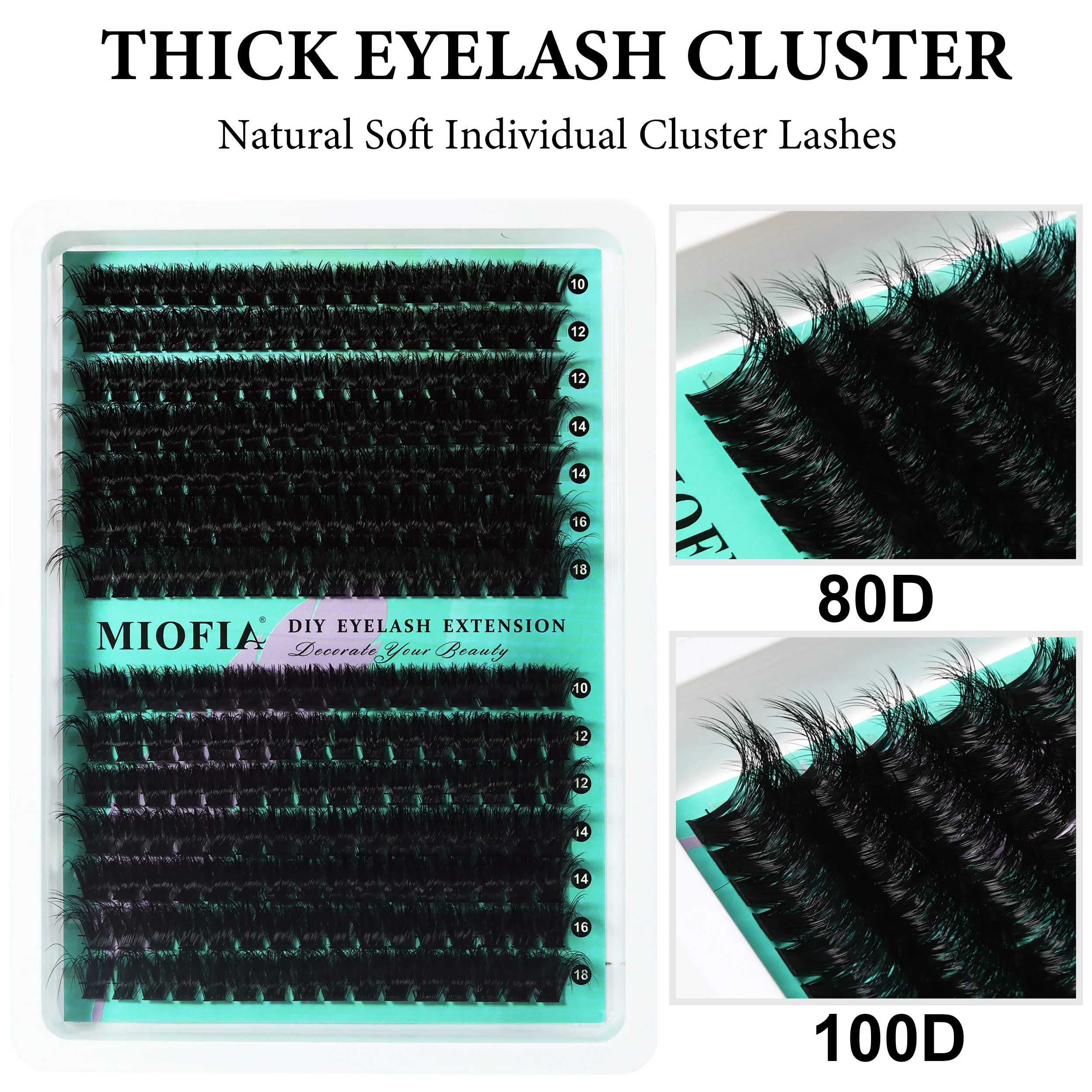 14 Rows 5D Voluminous Mink Lashes Clusters 50D-150D Thick Fluffy Lash Clusters Cat Eye Lash 10-18mm Mixed DIY Eyelash Extension image 6