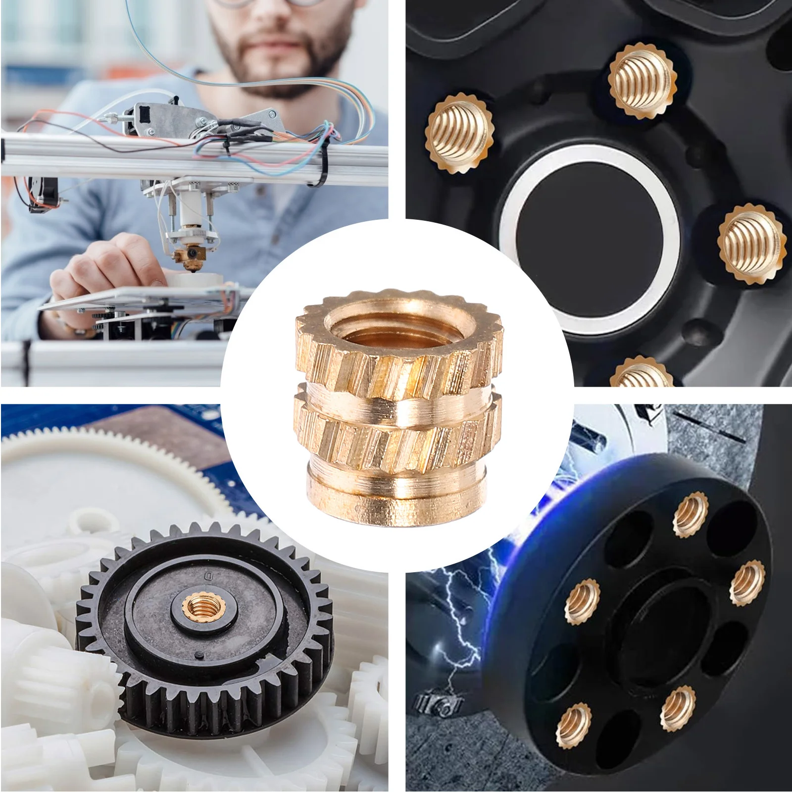 

100pcs Threaded Inserts For 3D Printing Brass Heat Set Insert Female Thread Knurled Embedment Nuts For Plastic Wood Molding