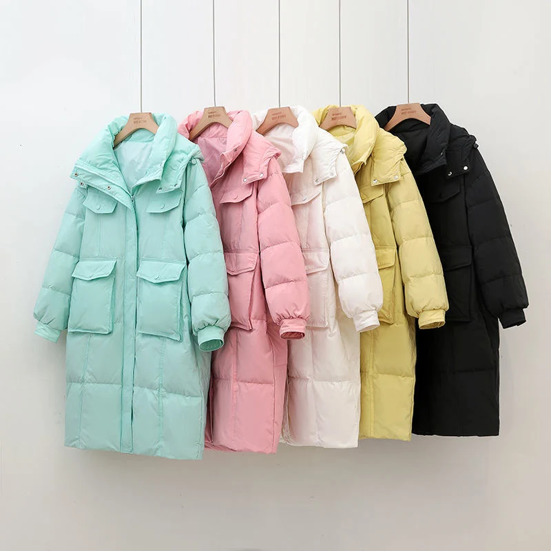 Fashion Long Down Cotton Jacket Women's Thick Warm Parkas Hooded Top 2024 Winter New Coats Korean Loose Snow Waterproof Outwear