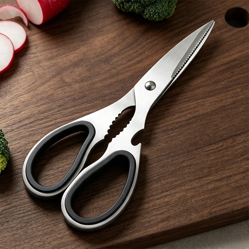 Stainless Steel Kitchen Scissors Household Bone Scissors Chicken Wings Fish Chopper Bottle Opener Walnut Clip Kitchen Tools
