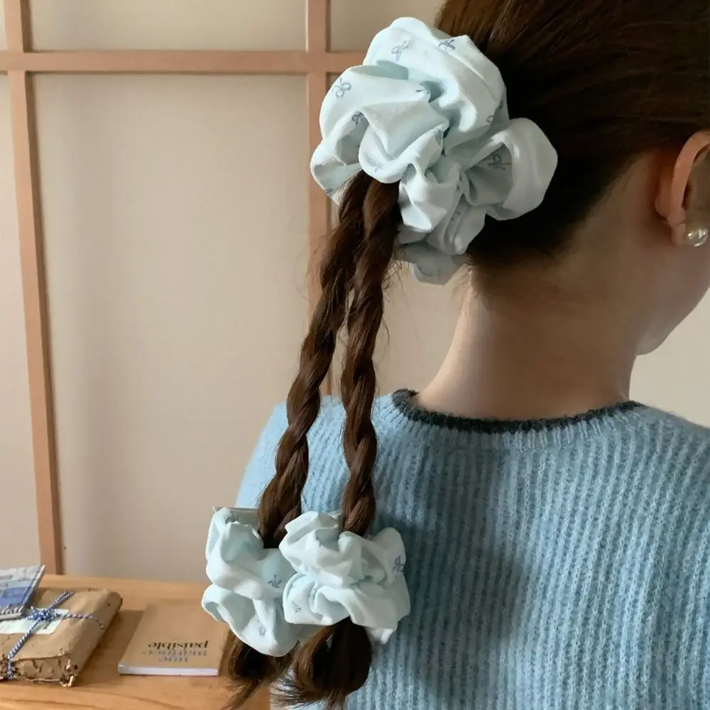 

Kawaii Высокоэластичные синие резинки для волос с бантом, держатель для хвоста ручной работы, аксессуары для волос