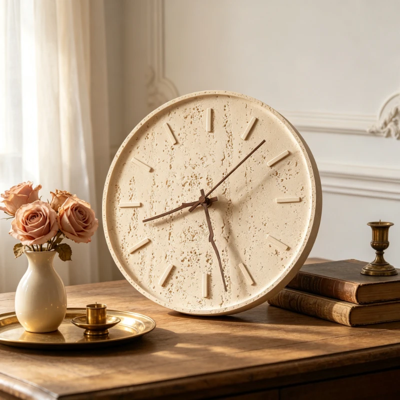 Vintage Resin Wall Clock Silent Non-Ticking Decorative Table Clock for Living Room Bedroom Office Creative Retro Ornament Gift
