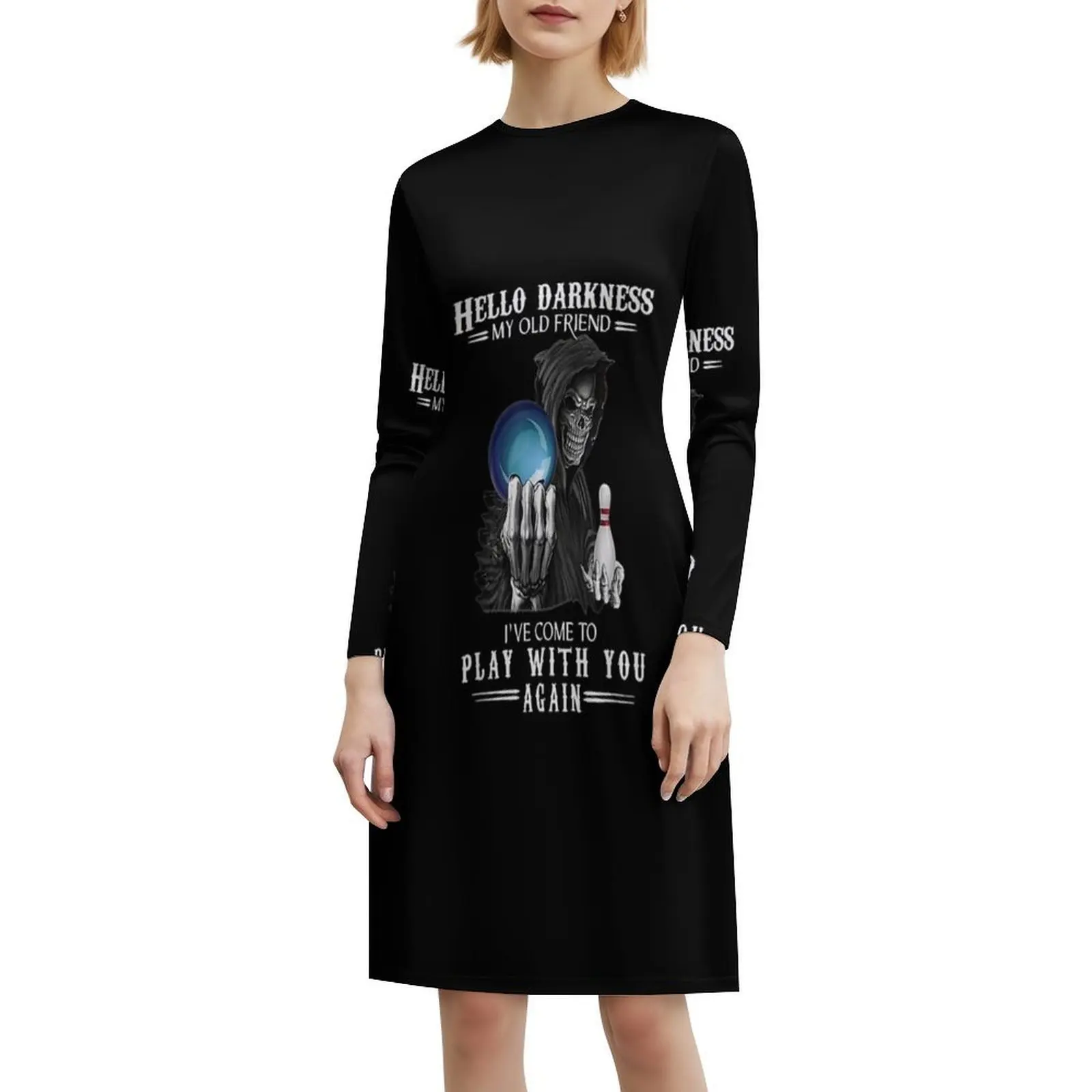 البولينج مرحبا الظلام صديقي القديم يلعب معك المرأة الشارع الشهير فستان الحفلات العصرية طباعة نادي الملابس للإناث البولينج #6