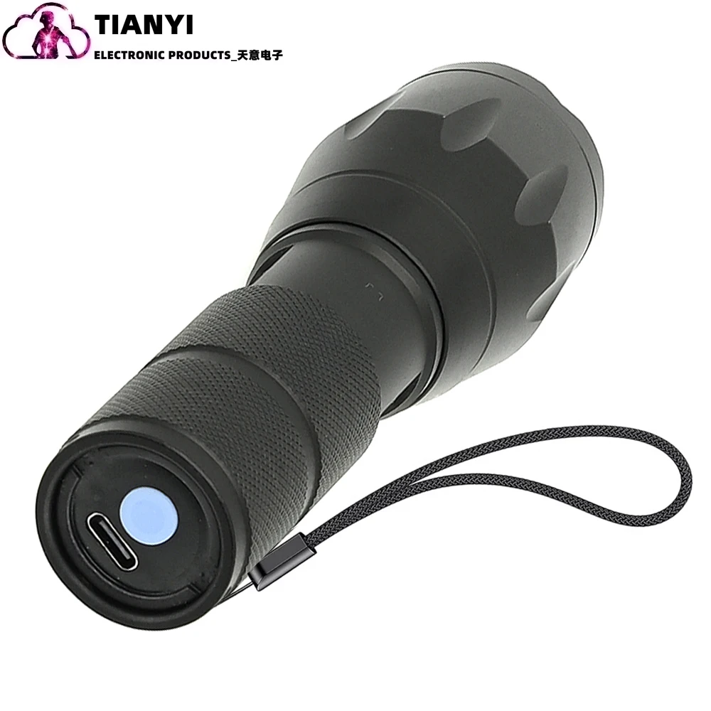 Flashlight LED Blue Light, Blue Torch Hunting Type-c Rechargeable, Outdoors Zoom Blood Tracking Light for Hunting Tactical torch