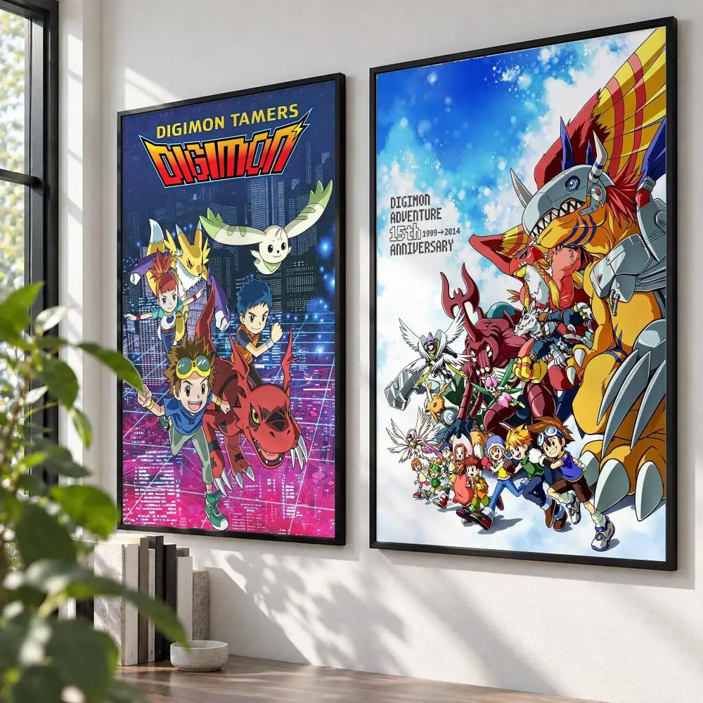 anime Digimon Digital Monster Poster HD Poster Self Adhesive Waterproof Wall Art Print Bedroom Living Room Modern Decor Gift