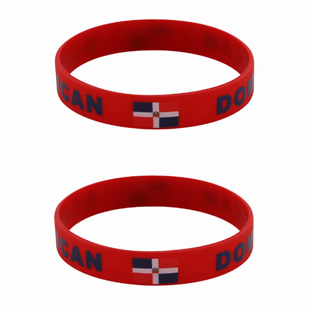 2pcs Dominican Flag Silicone Bracelets Sports Game Wristbands National Wrist Strap for Men Women Rubber Band Fashion Accessories