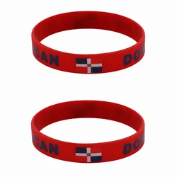 2pcs Dominican Flag Silicone Bracelets Sports Game Wristbands National Wrist Strap for Men Women Rubber Band Fashion Accessories