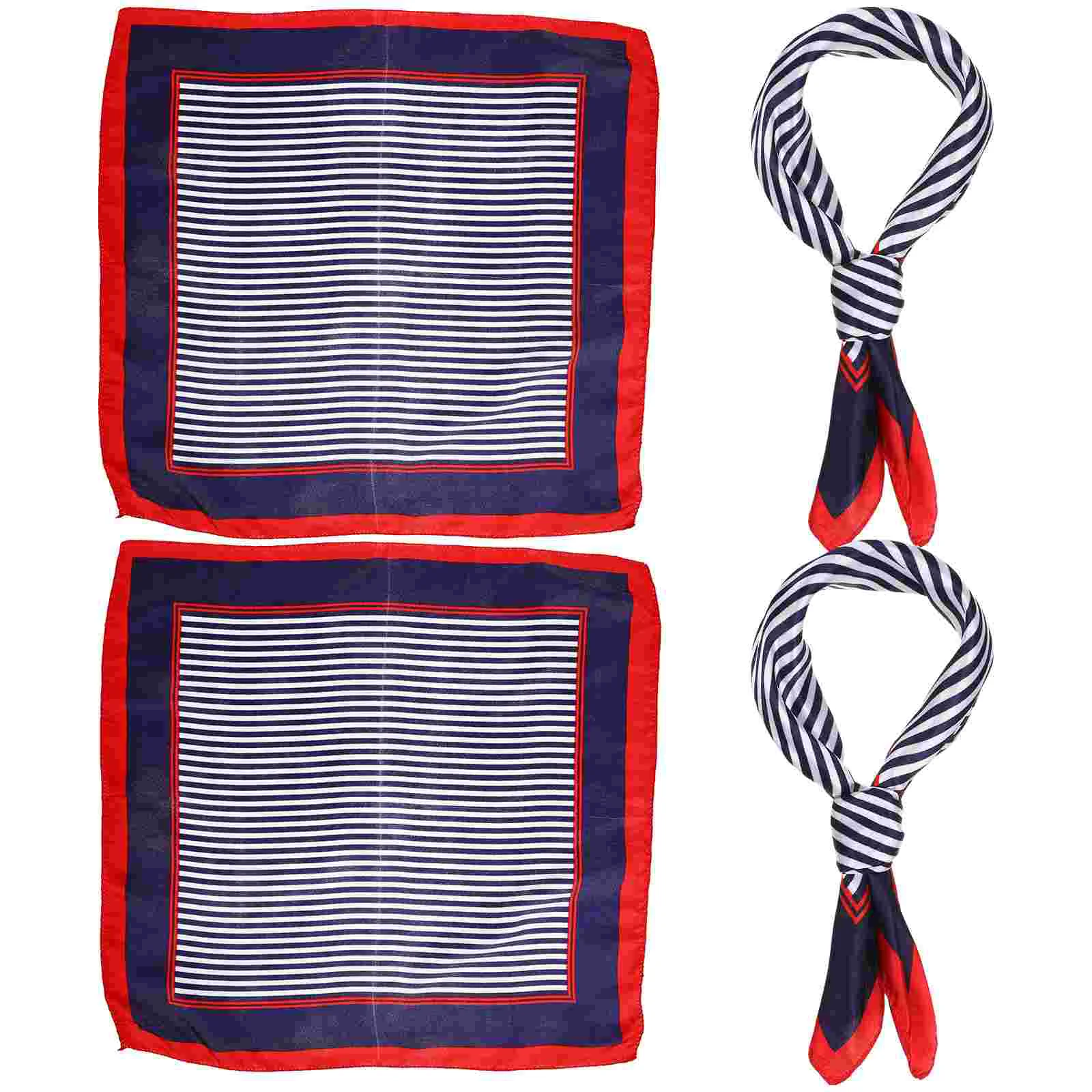 4 Pcs Head Scarf Business Attire Small Lady Neck Fashionable Neckerchief for Women Stripe Silk Hair Miss