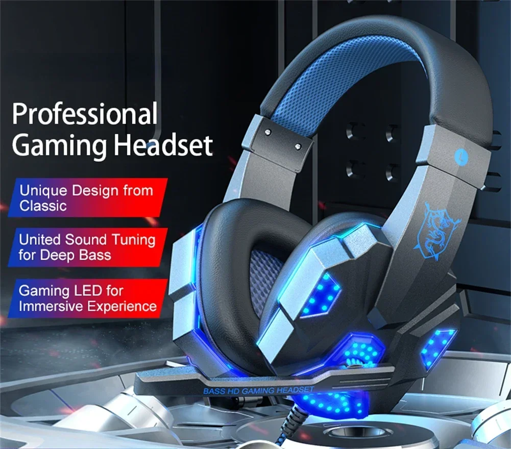 

With Cool LED Lighting For Cell Phone Computer Lapto Wired Headset Noise Canceling Stereo Headphones Over Ear Headphones