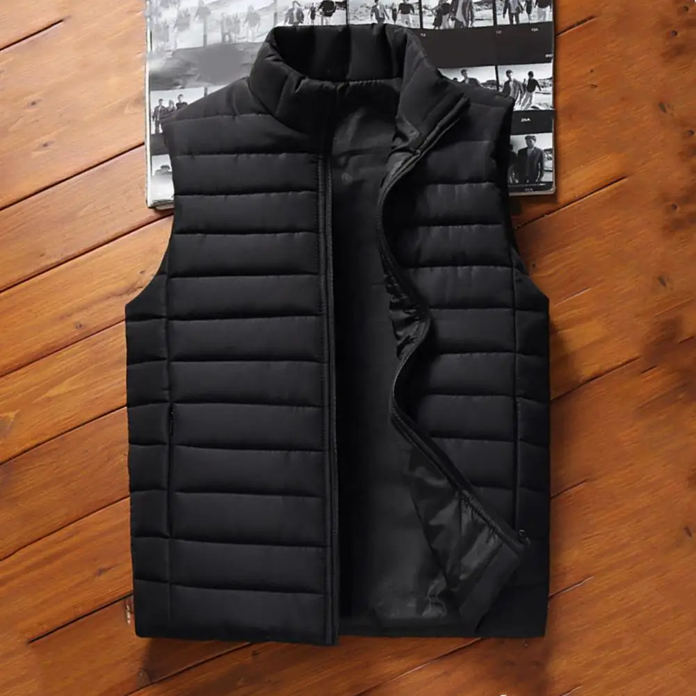 Padded Coat Slim Fit Winter Vest 3D Cutting Windproof Outdoor Thicken Sleeveless Padded Coat Winter Waistcoat Vest Men Clothes