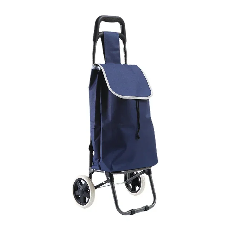 Foldable Portable Shopping Cart with Wheels Oxford Cloth Waterproof Fabric Storage Bag Trolley Home Grocery Pull Dolly