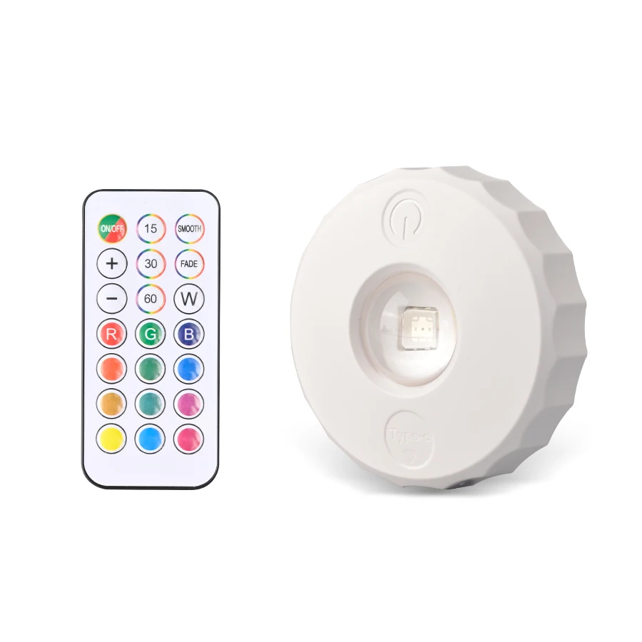 Spot lumineux Led RGB avec télécommande, Rechargeable sous-meuble, pour placard d'affichage, 600mAh, intensité variable, paquet de 1 à 4