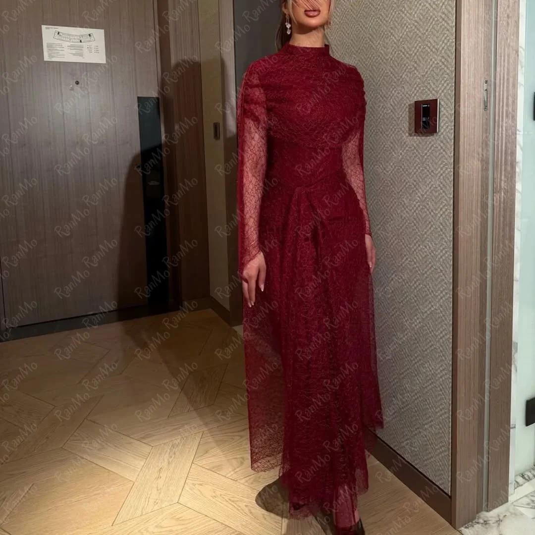 فساتين سهرة من Ranmo Vestidos De Festa Dubai 2025 فساتين حفلات أنيقة بحورية البحر كلاريت للسيدات من الدانتيل للحفلات الراقصة