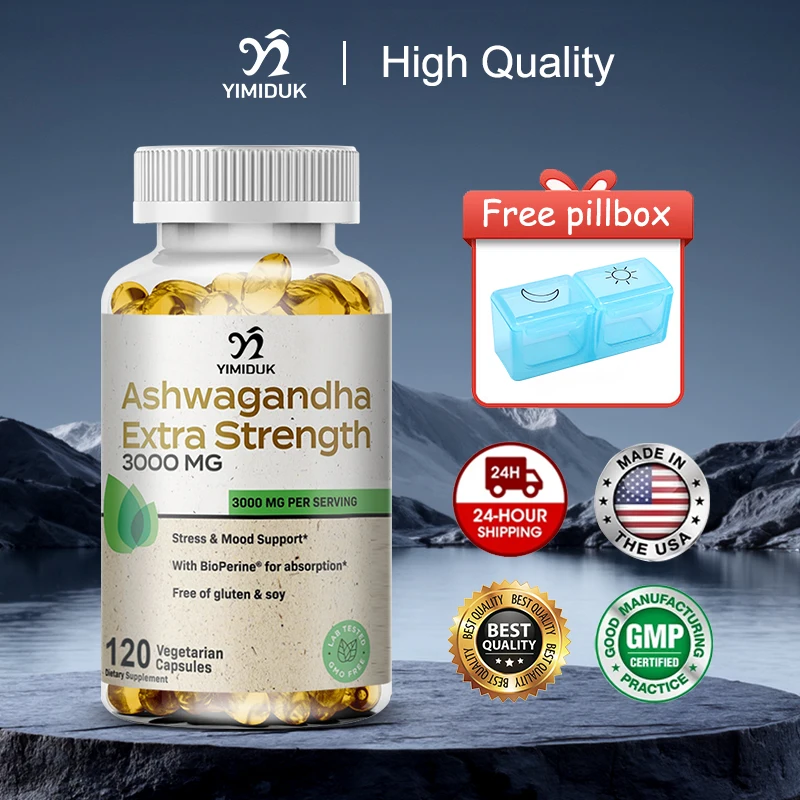 

Organic Ashwagandha Extra Strength Capsules, Support Strength & Stamina, Boost Mood & Energy & Absorption, Thyroid, Gluten-Free