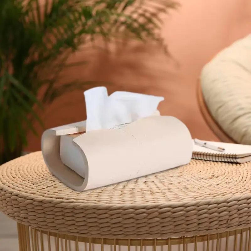 Decorative Tissue Box Cover Unique Tissue Box Holder Novelty Home Room Decor Imitation Travertine Desktop Napkin Organizer For