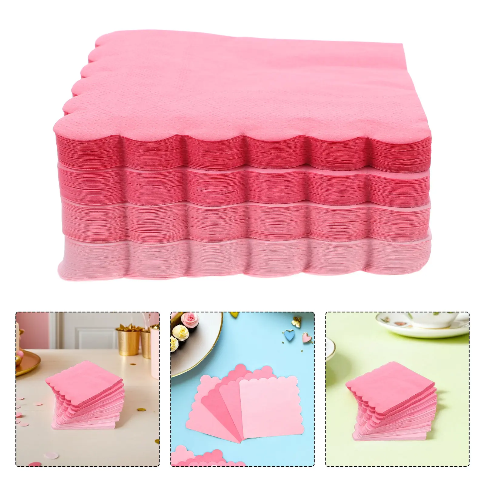 100Pcs Pink Gradient Decorative Paper Napkins Elegant Disposable Party Napkins Wedding Birthday Dinner Table Cocktail Tissue