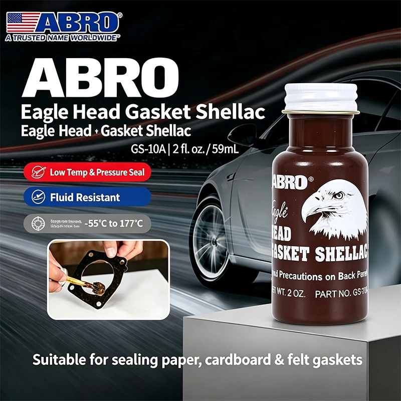 ABRO GS-10A Head Gasket Shellac Cylinder Gasket Sealant High-Temp Resistant Engine Block Repair Adhesive