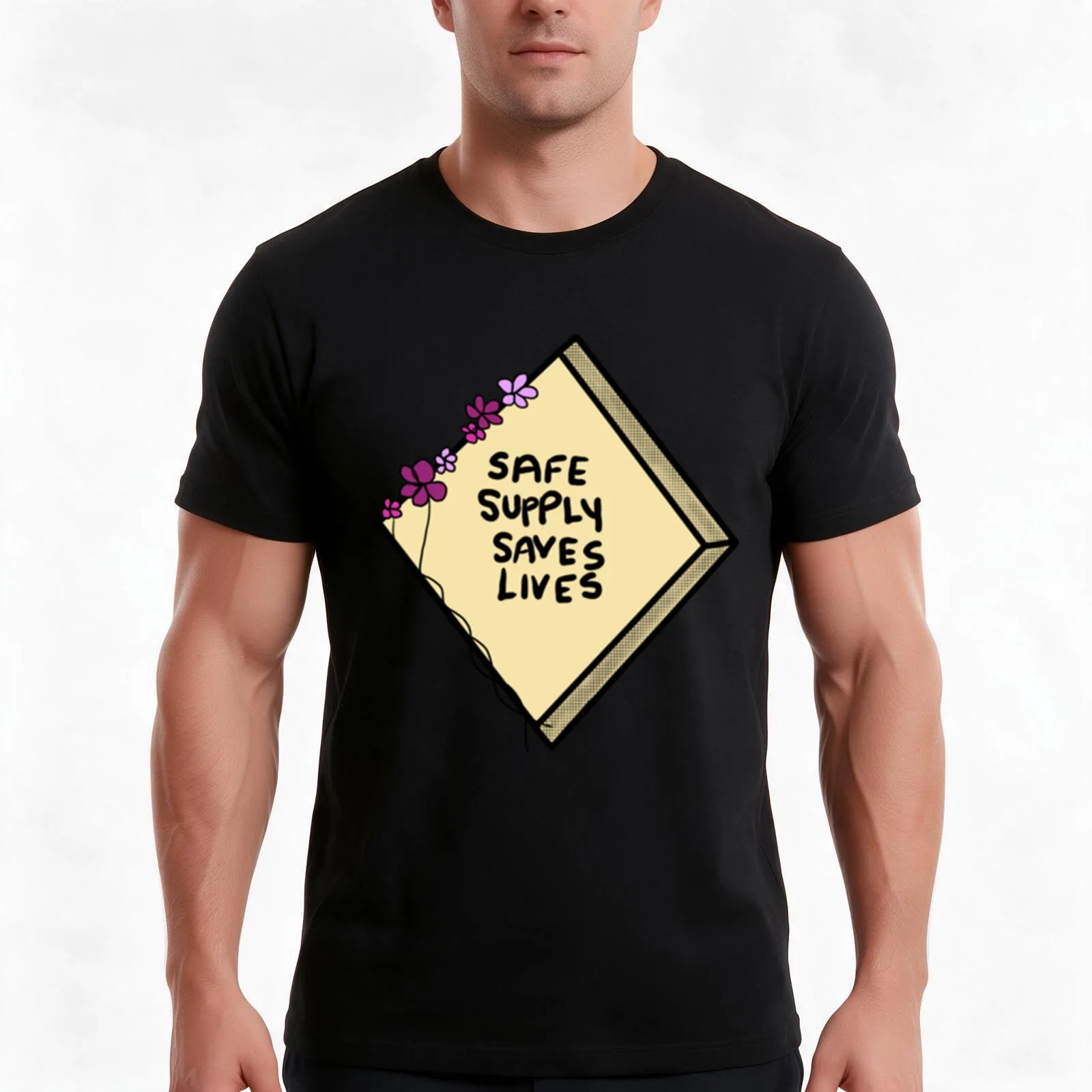 Safe Supply Saves Lives- Harm Reduction T-Shirt, Summer Casual Cotton Tee, Oversized Streetwear Tops, Vintage Graphic Print