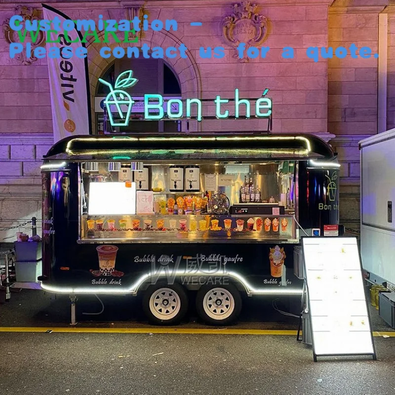 

на заказ.WECARE Remorque Foodtruck Мобильный бар Pizza Churros Taco Crepe Bubble Boba Молоко Чай Кофе Слякоти Грузовик фаст-фуда Прицеп