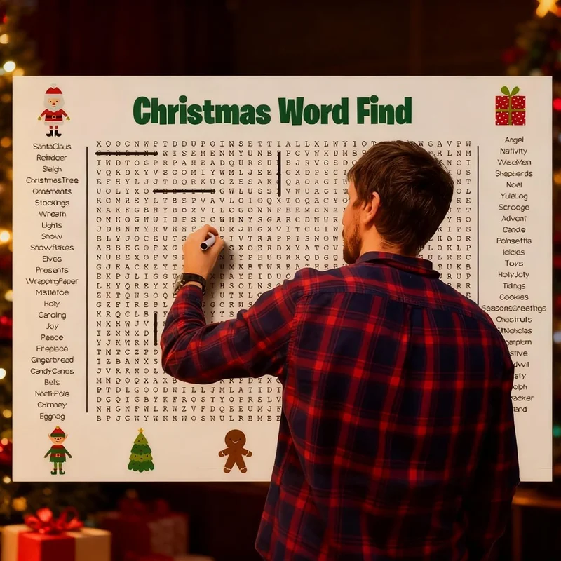 

Jumbo Thanksgiving Word Search Poster Giant Holiday Word Search Wall Poster Wall Game with 50 Words Suitable for Family Holiday