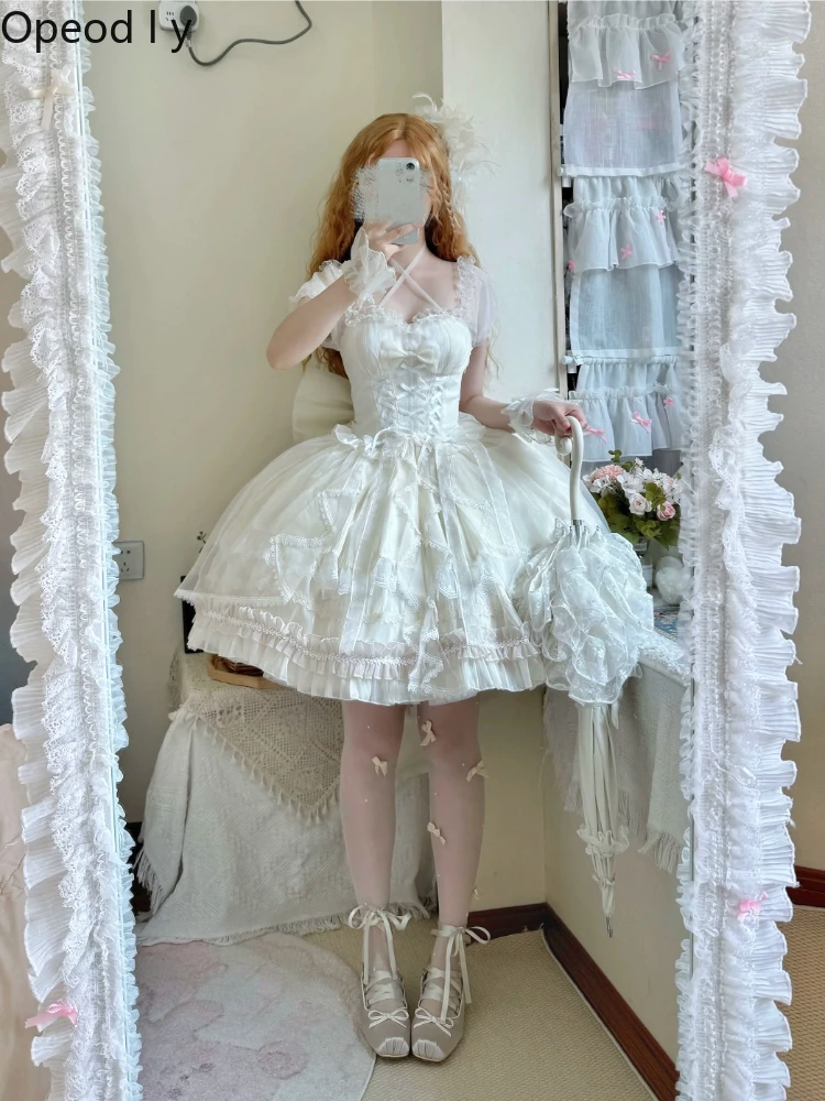 

Japanese Original Sweet and Elegant Lolita Full Dress Cute Girl Princess Style Birthday Party Quinceanera Short Sleeve Dress