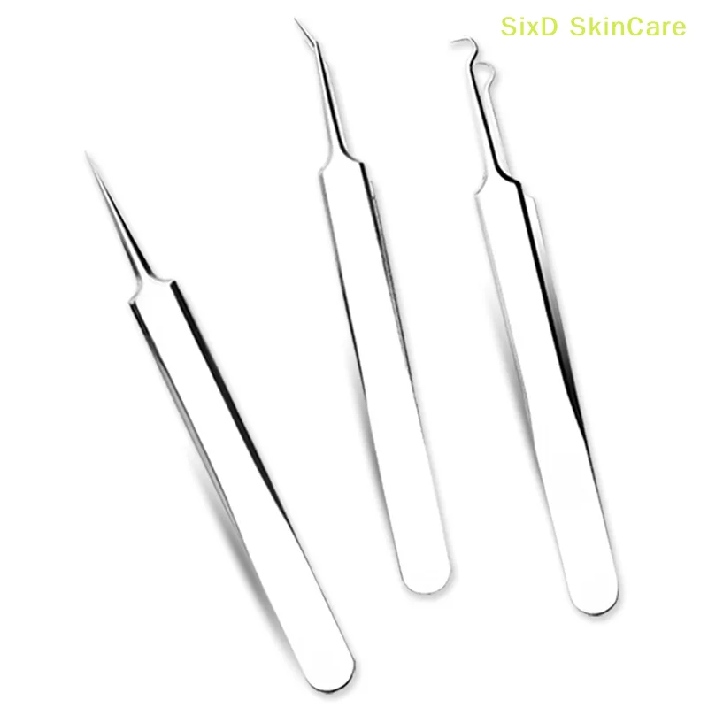 Needle Tweezers Blackhead Pimples Removal Pointed Bend Head Face Care Tools