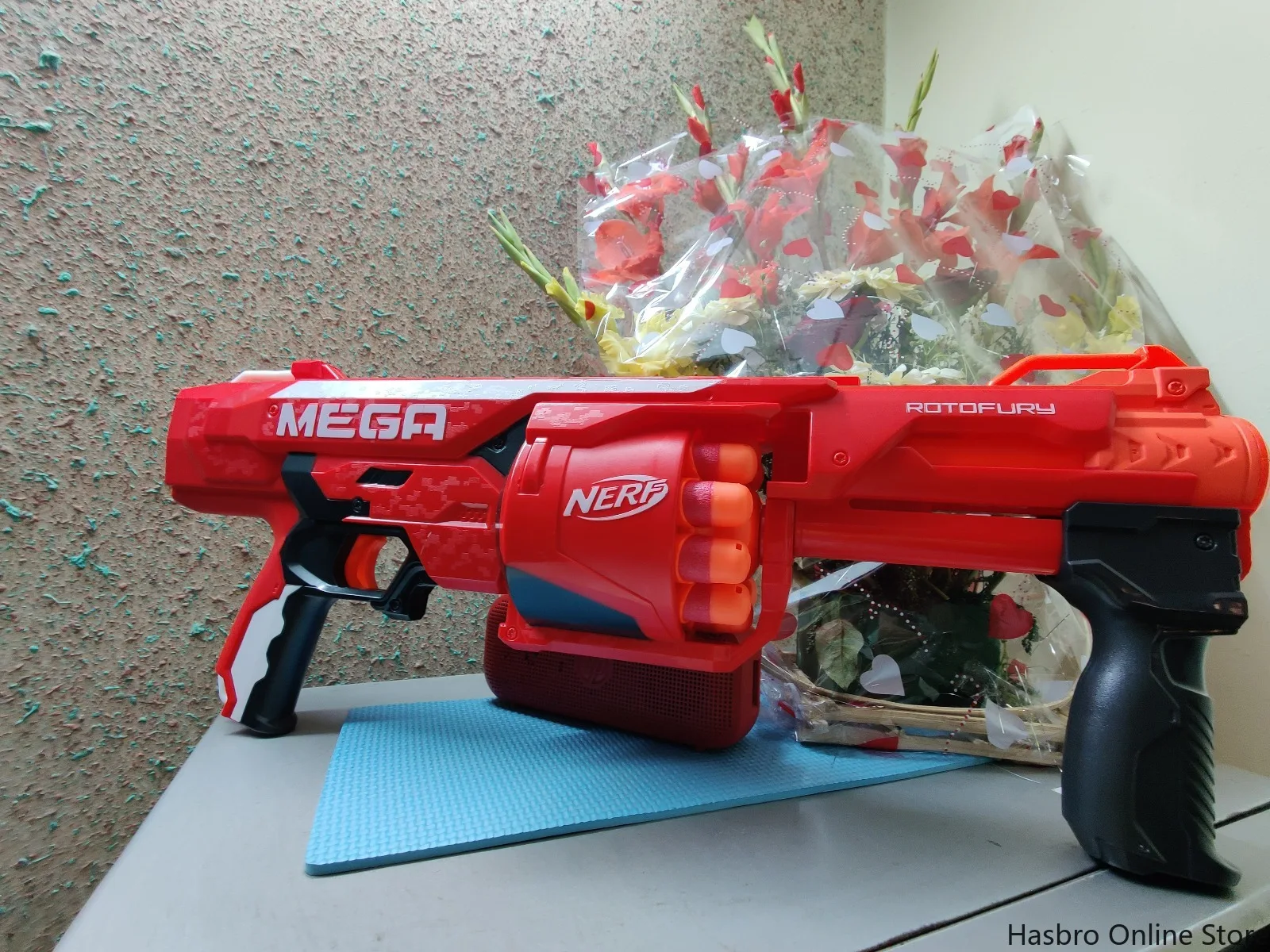 Hasbro NERF N-Strike Mega Series RotoFury Blaster with  10 Mega Whistler Darts