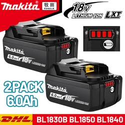 Makita18V 6.0Ah，BL1860BL1850B BL1850BL1840BL1830 Screwdriver Charging Battery and Charger 18V Replace Power Tool Lithium Battery