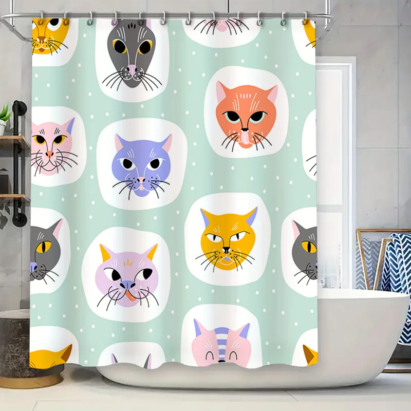 

Модная занавеска для душа с изображением кота, полиэстер, декор для ванной комнаты, водостойкий принт, украшение для дома, 3D оконные шторы для детей, девочек и мальчиков с C