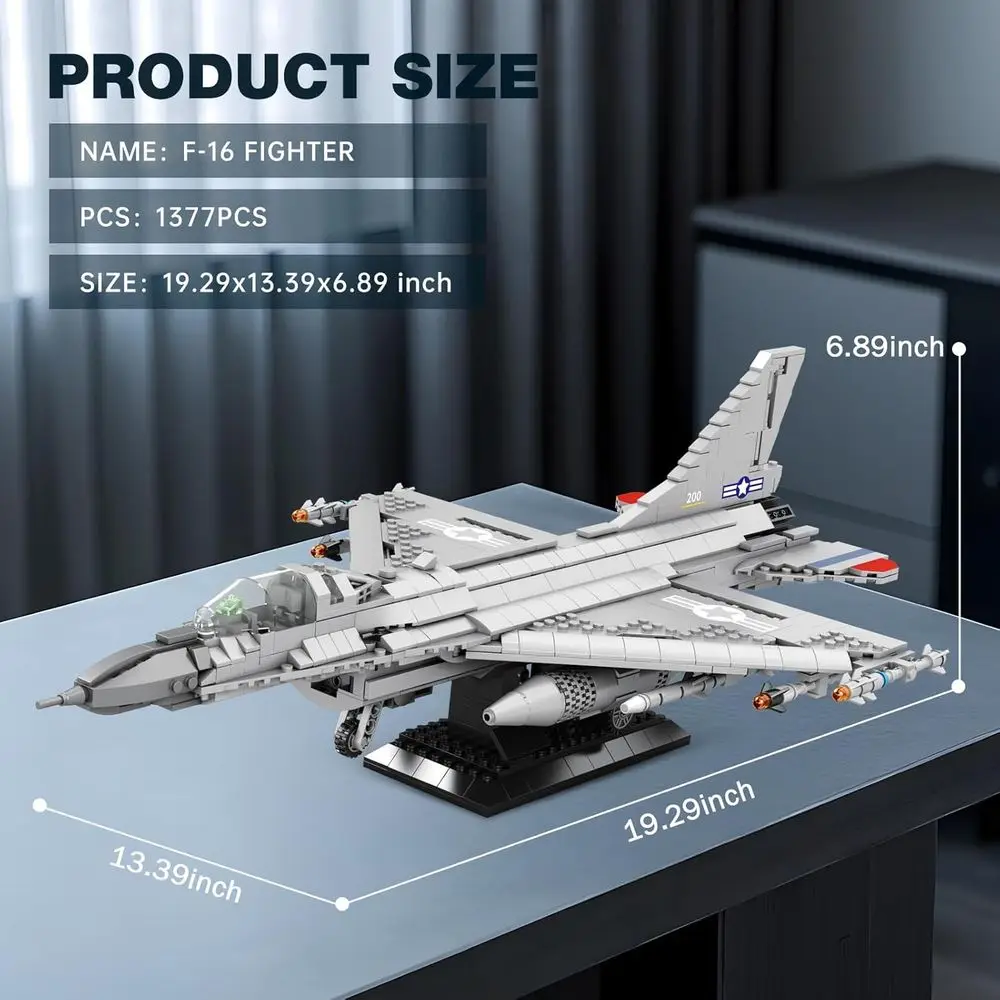 Kit de construction de jet de chasse Reobrix F-16, modèle d'affichage militaire, blocs de l'armée de l'air, 33027, avion Falcon, 1377 pièces, cadeaux pour Avi