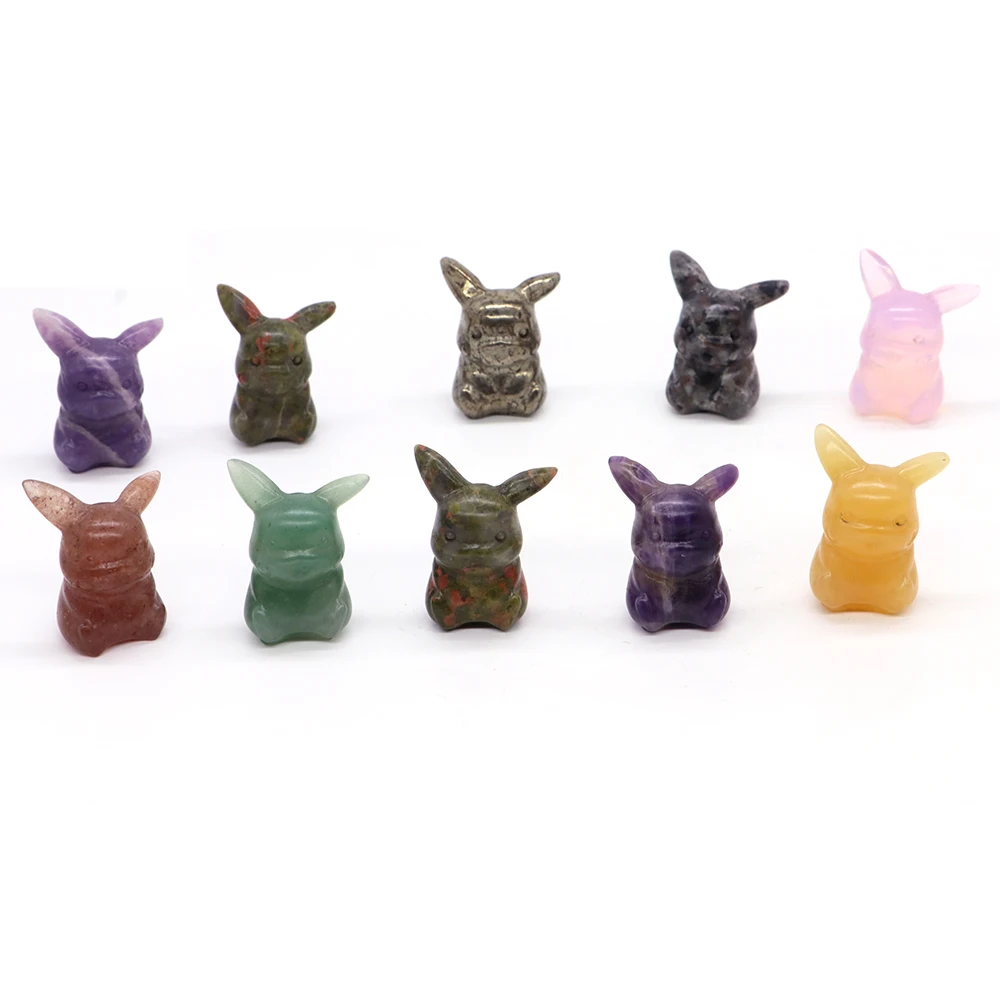 

30mm Natural Amethyst Feng Shui Cartoon Animals Carving Chakra Healing Crystal Quartz Stones Home Decoration Gemstone Handicraft