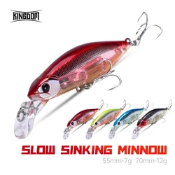 Kingdom matita ad affondamento lento rumore Minnow esche da pesca in mare 70mm 12g 55mm 7g Swimbaits altalena esche rigide Wobblers attrezzatura da pesca