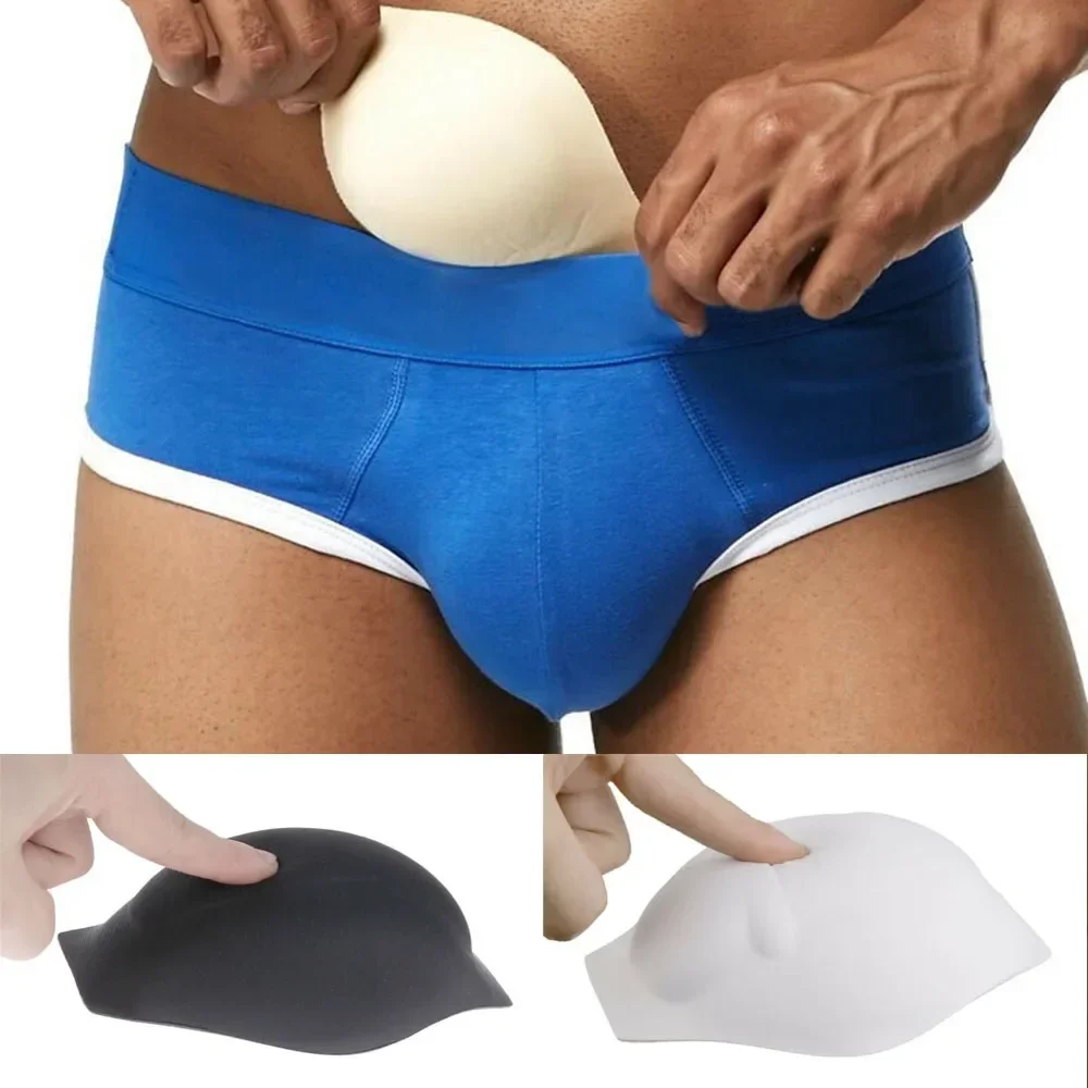 Sexy Penis-Bulge Pouch For Men Underwear Sponge Pad Enhancer Cup Male Briefs 3D Front Padded Push Up Cup Swimwear Pad Cueca