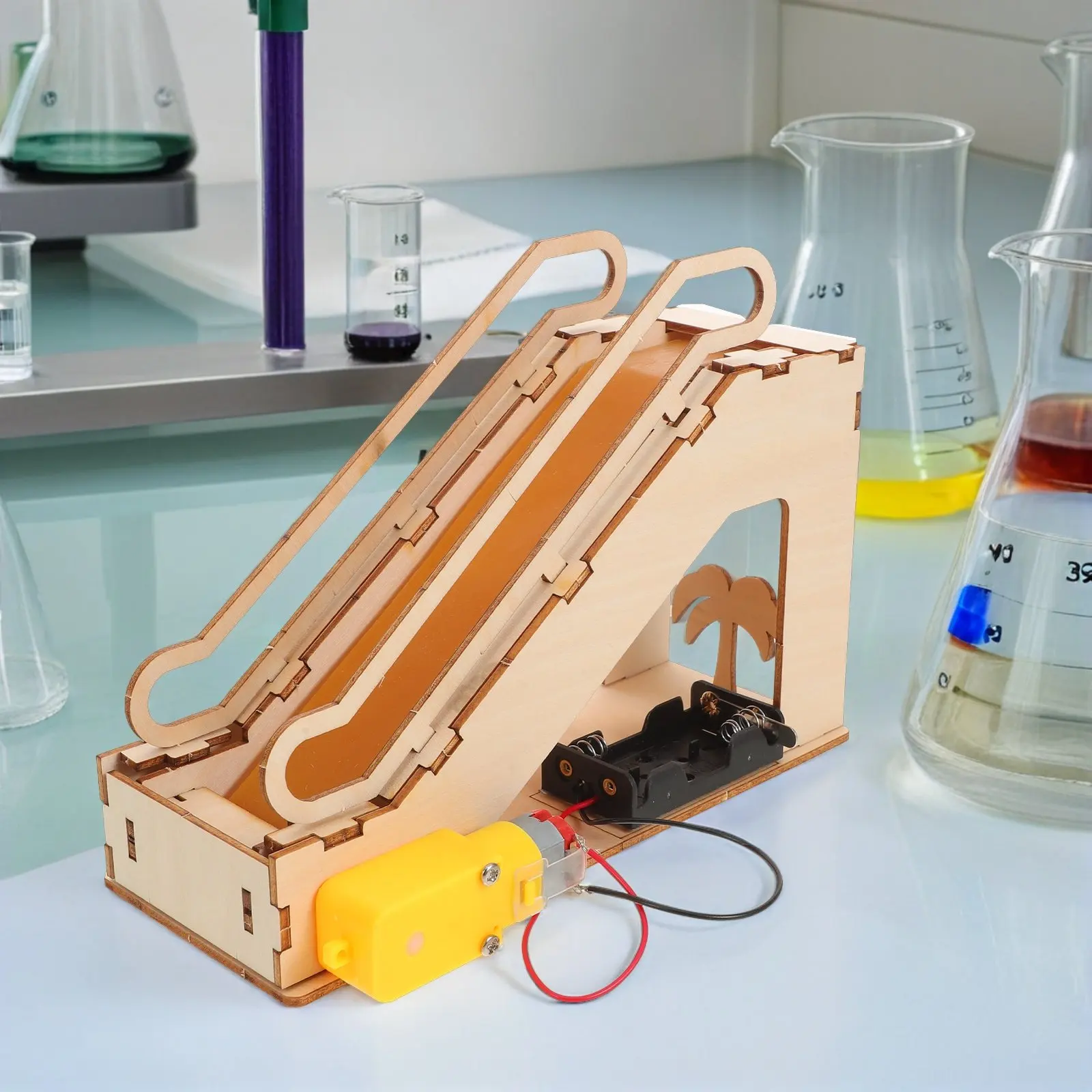 

Miniature Mechanical Elevator Stem Electric Escalator Wood Puzzle Science Educational Experiment Project for Kids