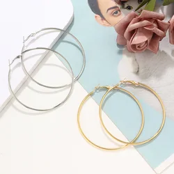 4CM 5CM 6CM Big Hoop Earring for Women Hiphop Rock Temperament Simple Circle Round Ear Jewelry Brincos Ornamentos Orejeras