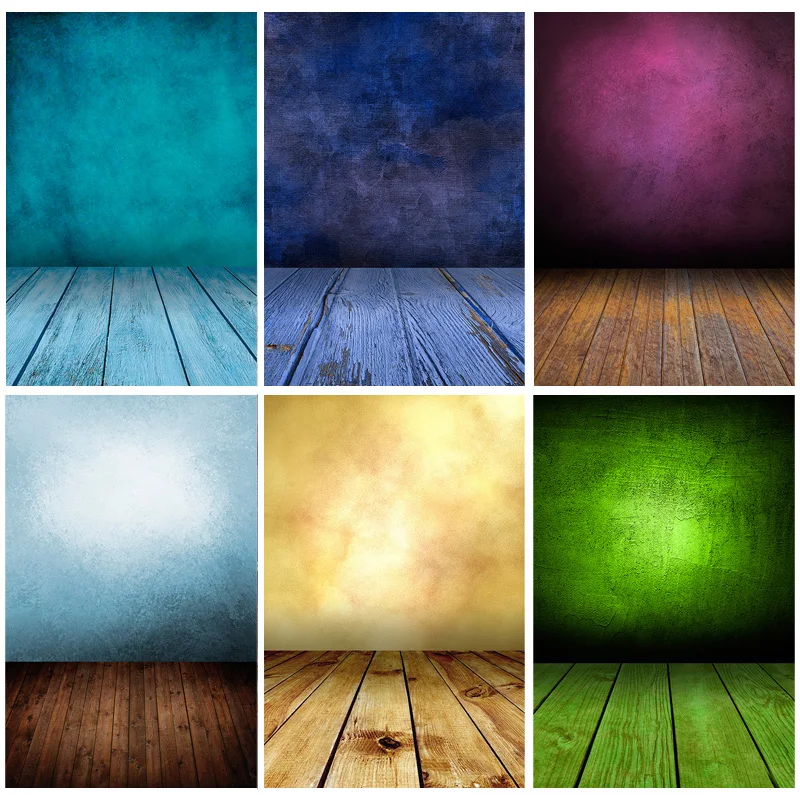 

Vintage Gradient Solid Color Photography Backdrops Props Brick Wall Wooden Floor Baby Portrait Photo Backgrounds MB-36