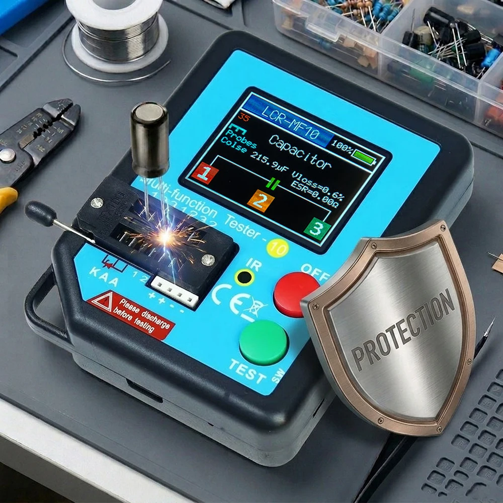 Testador Digital de Transistores LCR-MF10 Atualizado, Diagnóstico de Falhas em Componentes Eletrônicos, Diodo, Triodo, Capacitor, Resistor, MOSFET, NPN, PNP